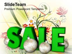 Christmas ornaments happy sale with stylized baubles shopping powerpoint templates