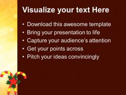 Christmas pics merry red yellow candy cane with flower templates ppt for slides powerpoint