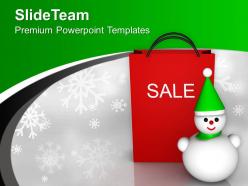 Christmas sale shopping bag snowman powerpoint templates ppt themes and graphics 0113