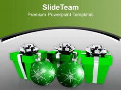 Christmas tree carol green gift boxes with balls powerpoint templates ppt backgrounds for slides