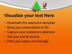 Christmas tree pictures happy santa claus dancing around powerpoint templates ppt for slides