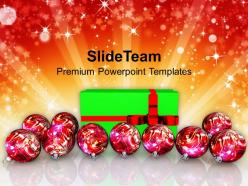 Christmas wreaths images of beautiful gift with balls holidays powerpoint templates ppt for slides