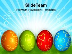 Church easter row of colorful eggs festival powerpoint templates ppt backgrounds for slides