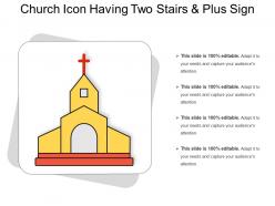Church icon having two stairs and plus sign