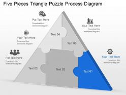 Ci five pieces triangle puzzle process diagram powerpoint template