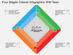 Ci four staged colored infographics with team flat powerpoint design