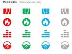 Ci piano fire symbol cd volume control ppt icons graphics