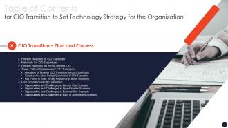 Cio Transition Technology Strategy Organization Table Of Contents