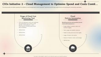 CIOS Initiative 2 Cloud Management To Optimize Spend And Costs Prioritize IT Strategic Cost