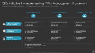 Cios Initiative 9 Implementing It Risk Management Framework It Cost Optimization Priorities By Cios