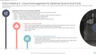 Cios initiatives for strategic it cost initiative 2 cloud management to optimize spend and costs