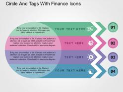 Circle and tags with finance icons flat powerpoint design