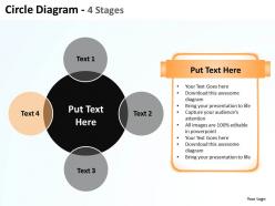 Circle diagram 4 stages with big circle in center and surrounding powerpoint templates 0712