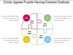 Circle jigsaw puzzle having colored outlines