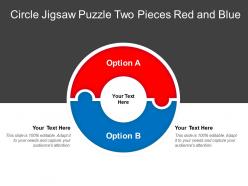 Circle jigsaw puzzle two pieces red and blue