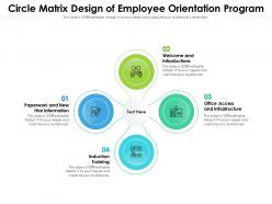 Circle matrix design of employee orientation program
