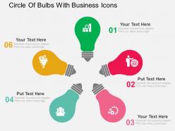Circle of bulbs with business icons flat powerpoint design