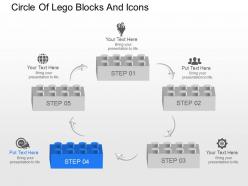 Circle of lego blocks and icons powerpoint template slide