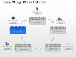 Circle of lego blocks and icons powerpoint template slide