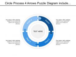 Circle process 4 arrows puzzle diagram include distinctive kind of space for each category