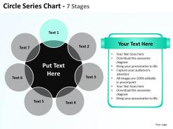Circle series chart with big black circle in center and surrounding 7 stages powerpoint templates 0712