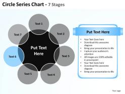 Circle series chart with big black circle in center and surrounding 7 stages powerpoint templates 0712