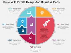 Circle with puzzle design and business icons flat powerpoint design