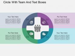 Circle with team and text boxes flat powerpoint design