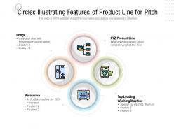 Circles illustrating features of product line for pitch