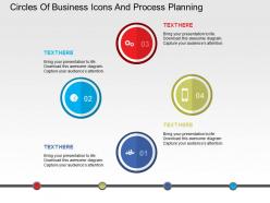 Circles of business icons and process planning flat powerpoint design