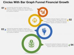 Circles with bar graph funnel financial growth flat powerpoint design