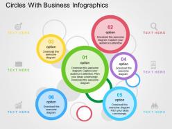 Circles with business infographics flat powerpoint design