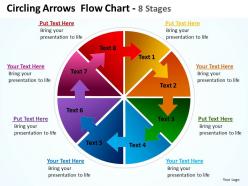 Circling arrows intertwined flow chart showing process 8 stages powerpoint templates 0712