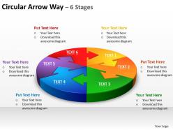 circular arrow way 6 stages powerpoint diagrams presentation slides graphics 0912