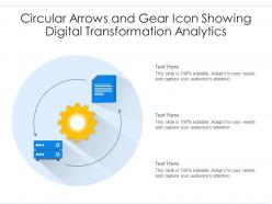 Circular arrows and gear icon showing digital transformation analytics