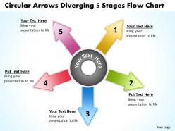 Circular arrows diverging 5 stages flow chart layout process powerpoint slides