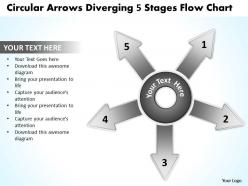 Circular arrows diverging 5 stages flow chart layout process powerpoint slides