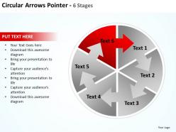 Circular arrows intertwined flow chart process pointer 6 stages powerpoint templates 0712