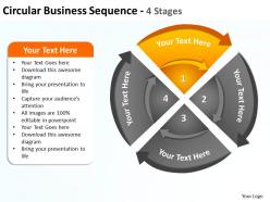 Circular business sequence with concentric arrows cut up into 4 stages powerpoint templates 0712