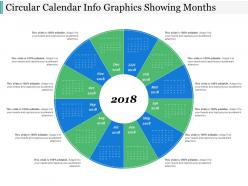 Circular calendar info graphics showing months