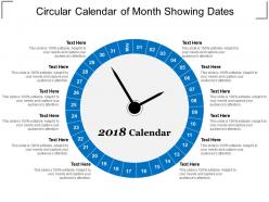 Circular calendar of month showing dates