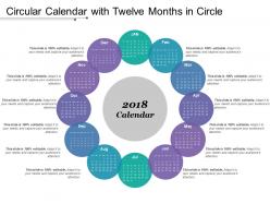 Circular calendar with twelve months in circle