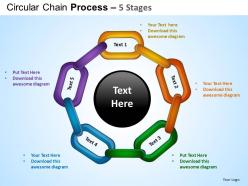 Circular chain flowchart process diagram 5 stages ppt templates 0412
