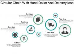 Circular chain with hand dollar and delivery icon