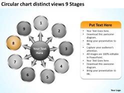 Circular chart distinct views 9 stages flow arrow network powerpoint templates