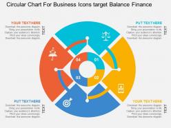 Circular chart for business icons target balance finance flat powerpoint design