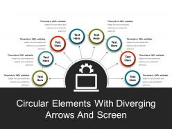 Circular elements with diverging arrows and screen