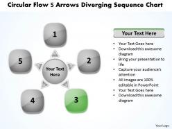Circular flow 5 arrows diverging sequence chart process software powerpoint templates