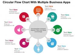 Circular flow chart with multiple business apps flat powerpoint design