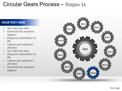 Circular gears flowchart process diagram stages 11 ppt templates 0412
